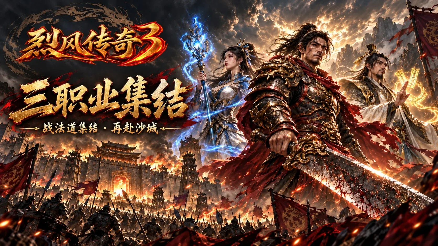 三职业集结横版宣传海报